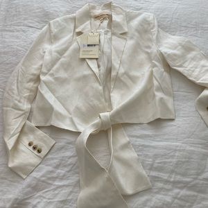 Cream Mara Hoffman tie blazer